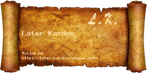 Later Kardos névjegykártya